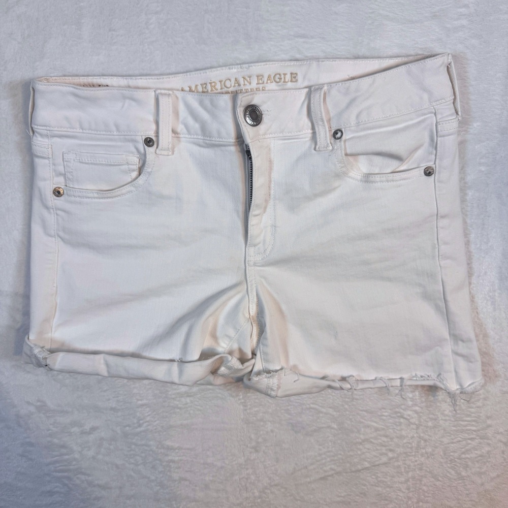 American Eagle Midi Shorts Next Level Stretch 10 White Womens